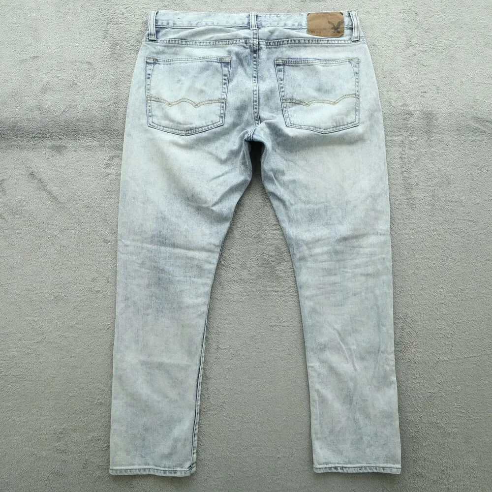 American Eagle Jeans Mens Size 32x30 Blue Slim Fit Straight Denim Light Wash